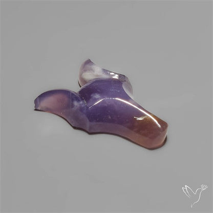 Purple Java Chalcedony Fox Head Carving