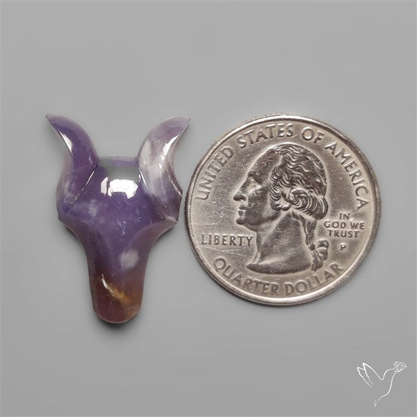 Purple Java Chalcedony Fox Head Carving