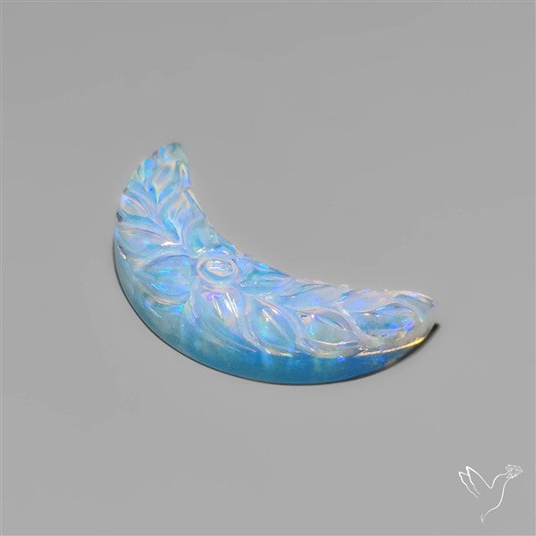 Mughal Carved Blue Opalite Crescent