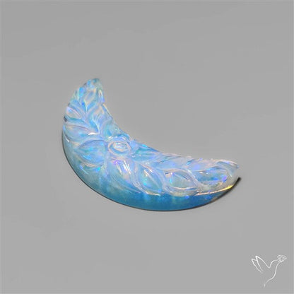 Mughal Carved Blue Opalite Crescent