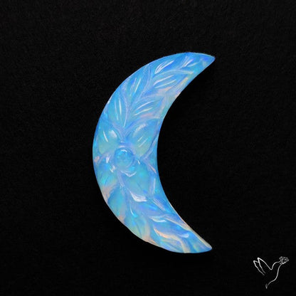 Mughal Carved Blue Opalite Crescent