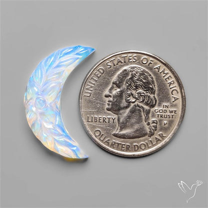 Mughal Carved Blue Opalite Crescent