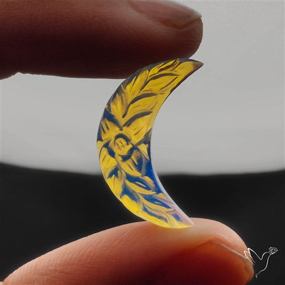 Mughal Carved Blue Opalite Crescent
