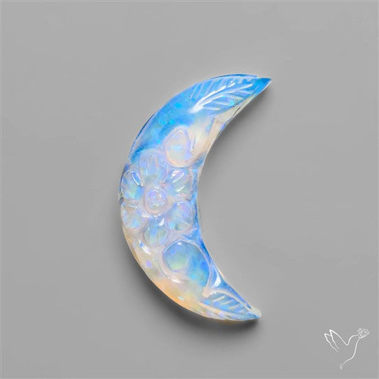 Mughal Carved Blue Opalite Crescent