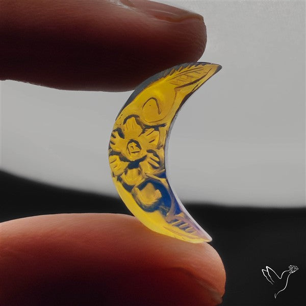 Mughal Carved Blue Opalite Crescent