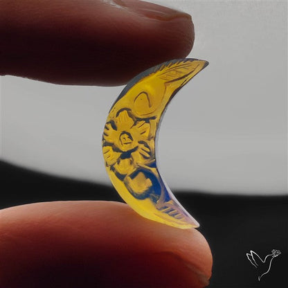 Mughal Carved Blue Opalite Crescent