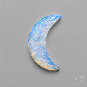 Mughal Carved Blue Opalite Crescent