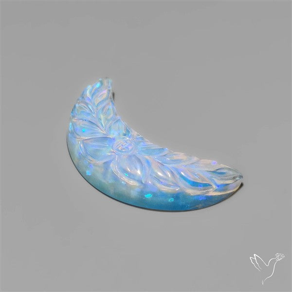 Mughal Carved Blue Opalite Crescent