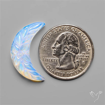 Mughal Carved Blue Opalite Crescent