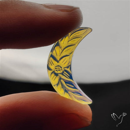 Mughal Carved Blue Opalite Crescent