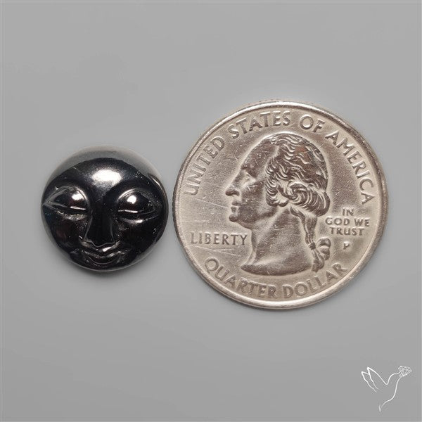 Black Spinel Moonface Carving