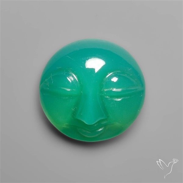 Chysoprase Moonface Carving