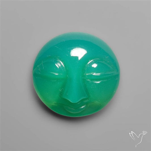 Chysoprase Moonface Carving