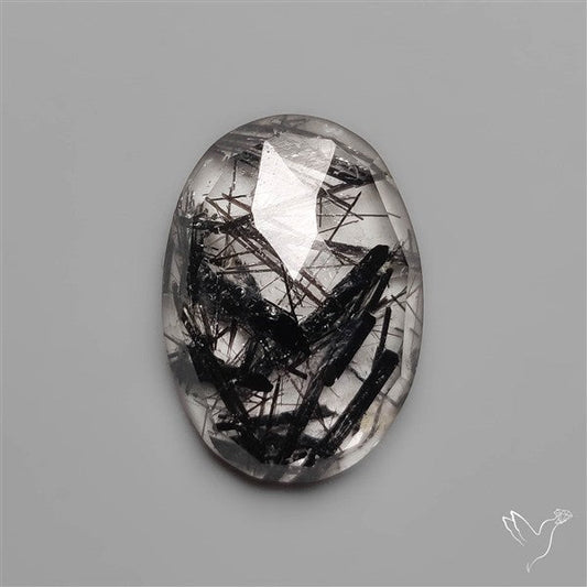 Black Tourmaline In Rose Cut Quartz