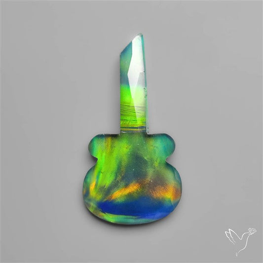 Rose Cut Himalayan Quartz And Aurora Opal Guitar Carving