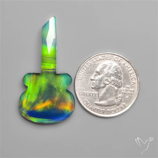 Rose Cut Himalayan Quartz And Aurora Opal Guitar Carving