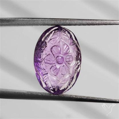 Faceted Amethyst Reverse Intaglio Carving