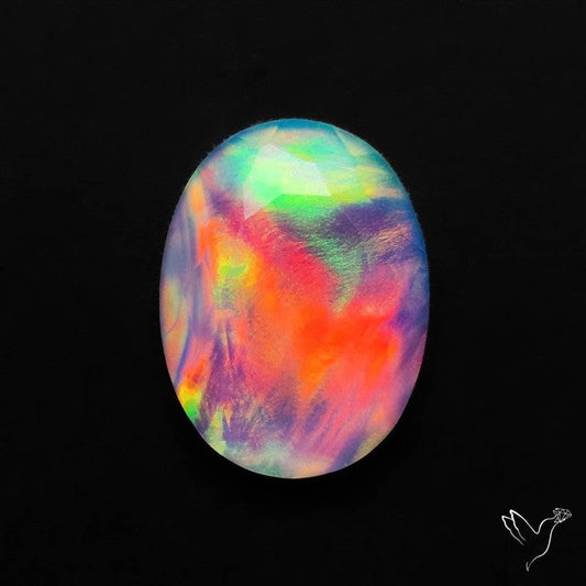 Portrait Cut Crystal And Aurora Opal Doublet