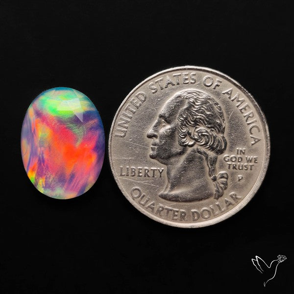 Portrait Cut Crystal And Aurora Opal Doublet