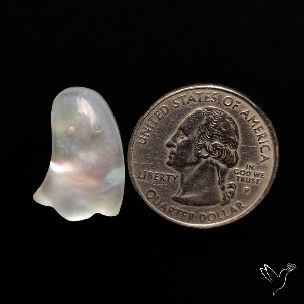 Himalayan Quartz With Mother Of Pearl Ghost Carving Doublet
