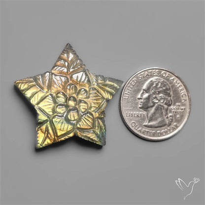 Golden Labradorite Mughal Carving Star