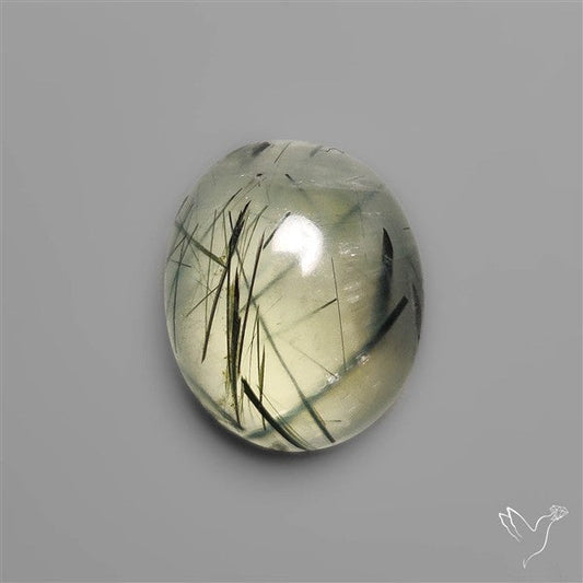 Black Tourmalinated Prehnite Cabochon