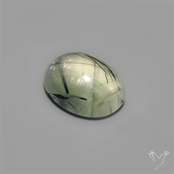 Black Tourmalinated Prehnite Cabochon