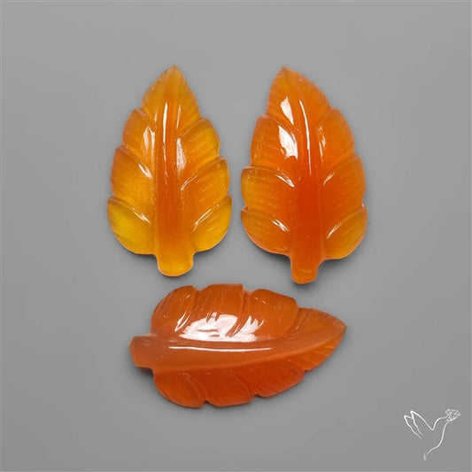 Carnelian Agate Leaf Carvings Lot