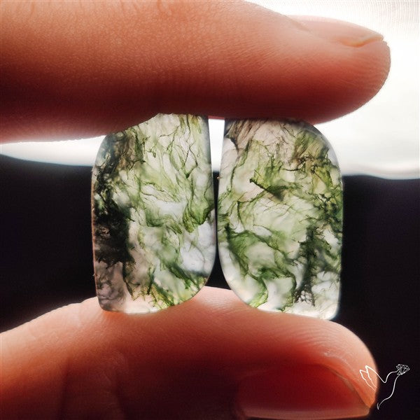 Moss Agates Pair
