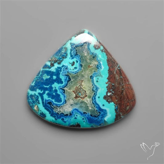 Azurite Shattuckite Quartz and Cuprite Cabochon