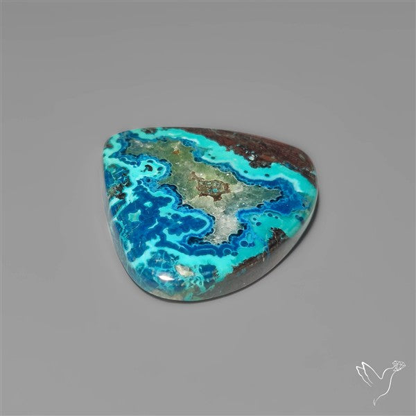 Azurite Shattuckite Quartz and Cuprite Cabochon
