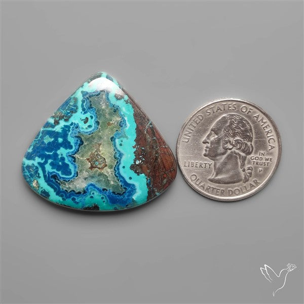 Azurite Shattuckite Quartz and Cuprite Cabochon