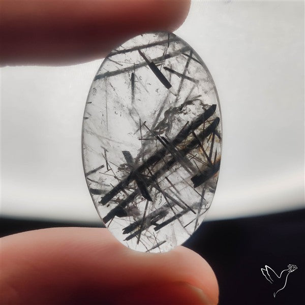 Black Tourmalinated Quartz Cabochon