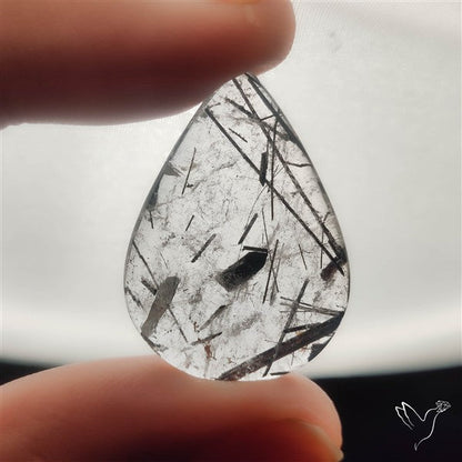 Black Tourmalinated Quartz Cabochon