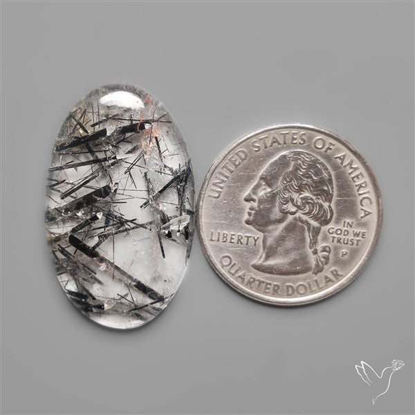 Black Tourmalinated Quartz Cabochon