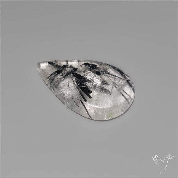 Black Tourmalinated Quartz Cabochon