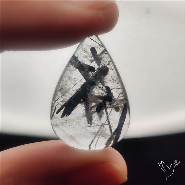 Black Tourmalinated Quartz Cabochon