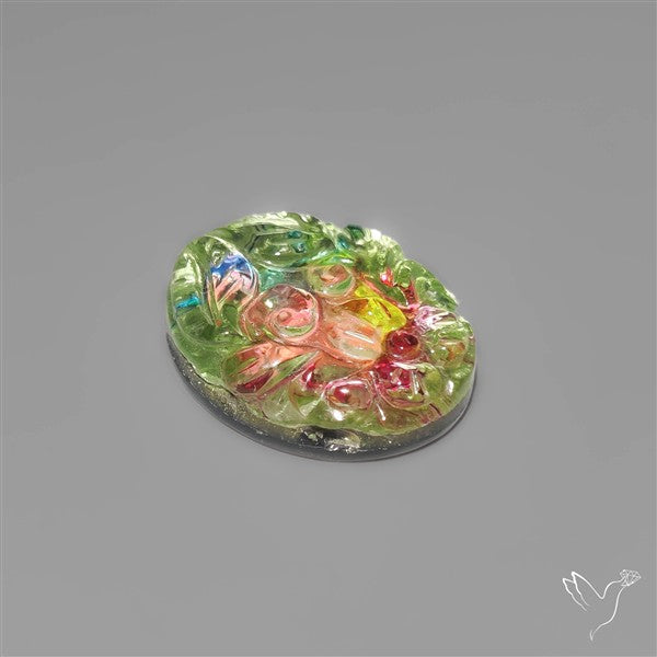 Dichroic Glass Mughal Carving Doublet