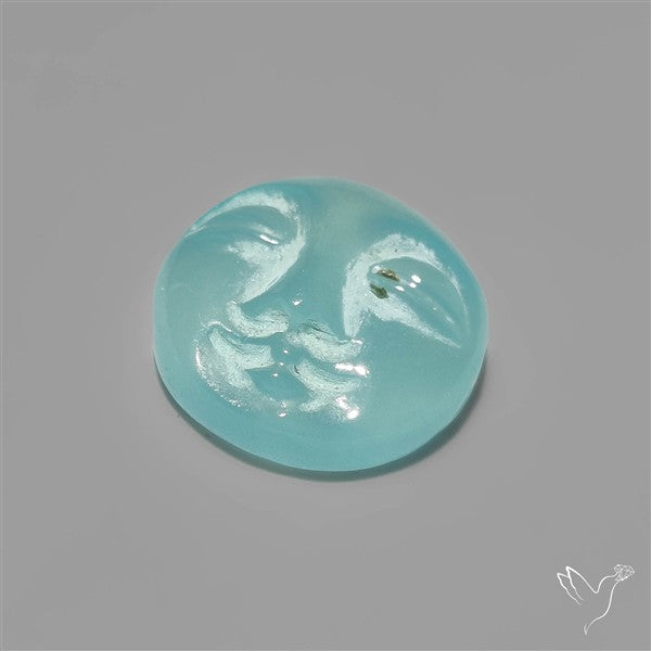 Aqua Chalcedony Moonface Carving