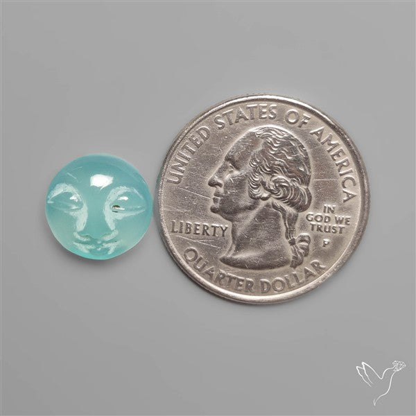 Aqua Chalcedony Moonface Carving