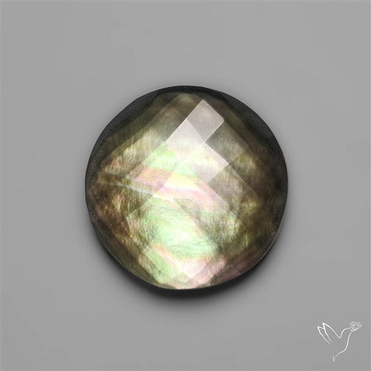 Checkerboard Cut Himalayan Quartz With Black Mother Of Pearl Doublet