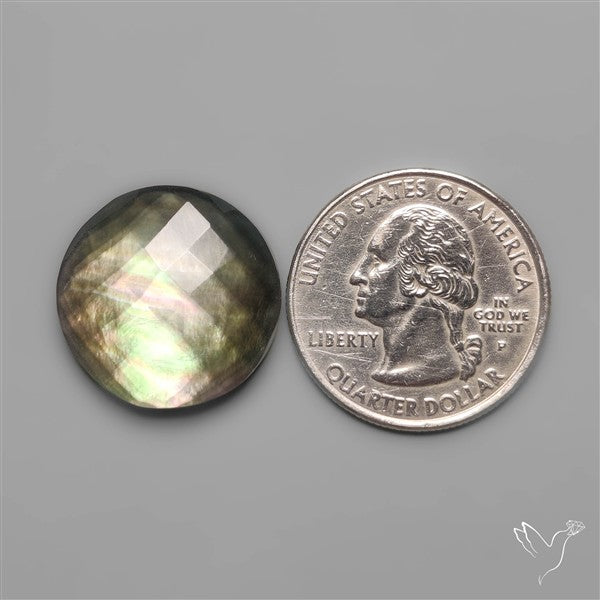 Checkerboard Cut Himalayan Quartz With Black Mother Of Pearl Doublet