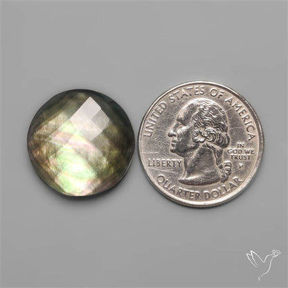 Checkerboard Cut Himalayan Quartz With Black Mother Of Pearl Doublet