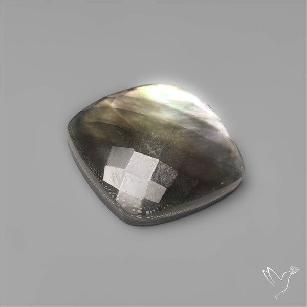 Checkerboard Cut Himalayan Quartz With Black Mother Of Pearl Doublet
