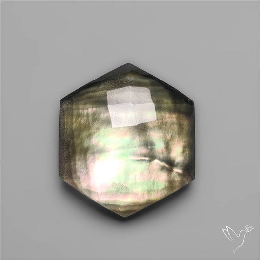 Checkerboard Cut Himalayan Quartz With Black Mother Of Pearl Doublet