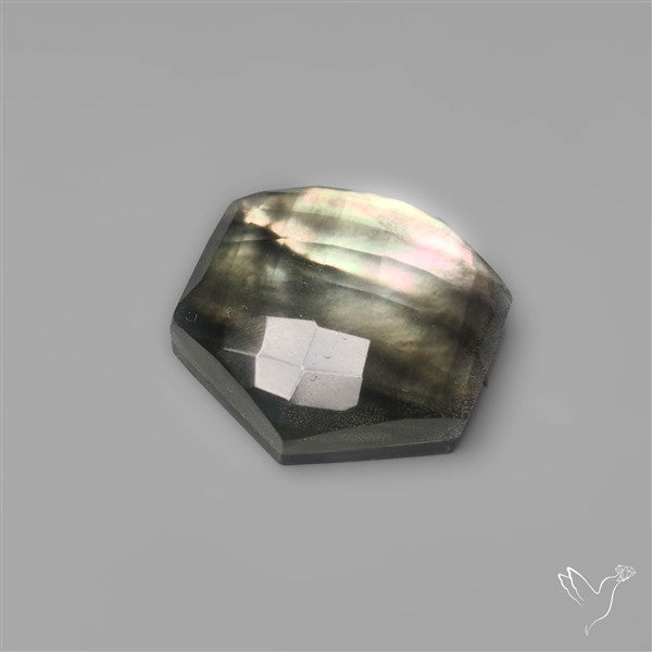 Checkerboard Cut Himalayan Quartz With Black Mother Of Pearl Doublet