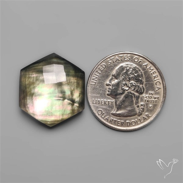 Checkerboard Cut Himalayan Quartz With Black Mother Of Pearl Doublet