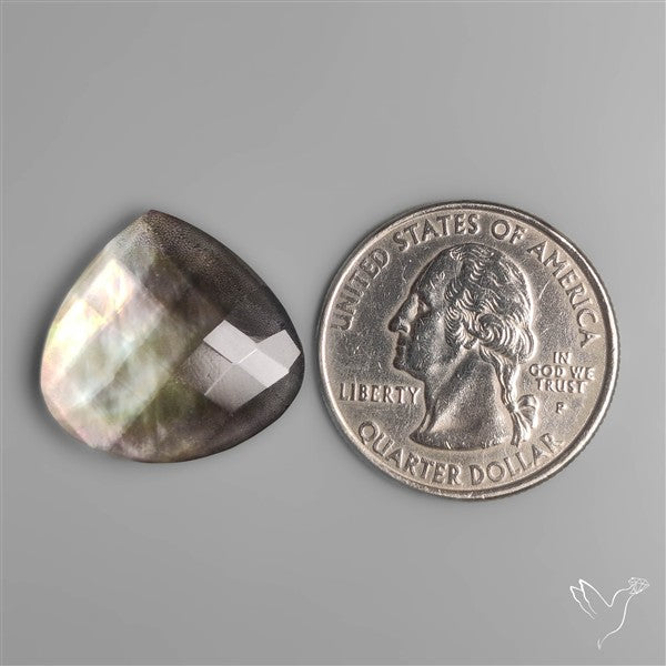 Checkerboard Cut Himalayan Quartz With Black Mother Of Pearl Doublet