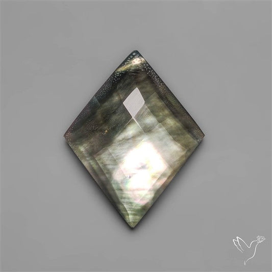 Checkerboard Cut Himalayan Quartz With Black Mother Of Pearl Doublet