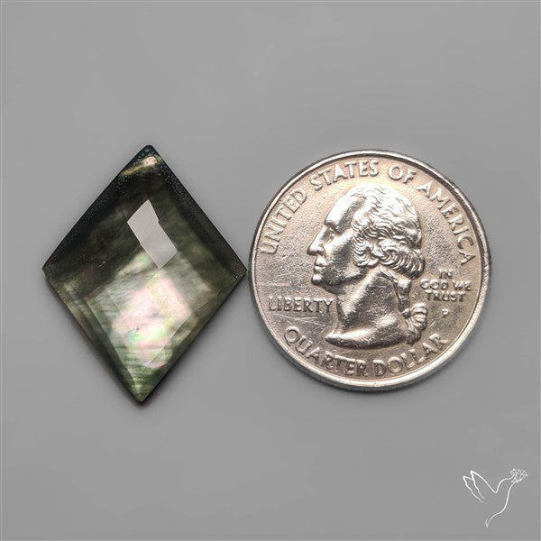 Checkerboard Cut Himalayan Quartz With Black Mother Of Pearl Doublet